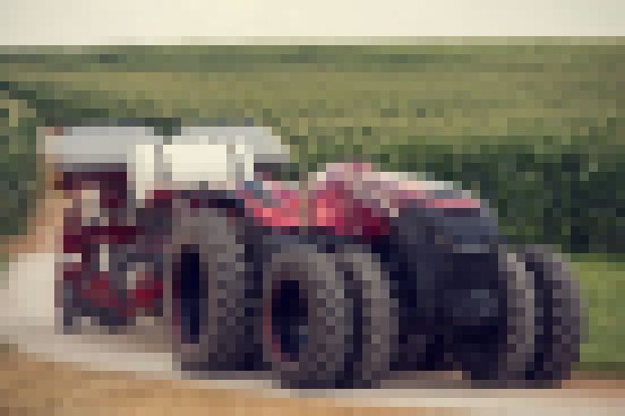 Photo Budúcnosť poľnohospodárstva: Robotický traktor bez vodiča sa ovláda cez tablet
