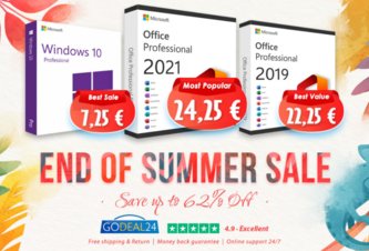 Photo Augustový výpredaj Godeal24: Office 2021 Pro za 24,25 € a Windows 10 za 7,25 € so ZĽAVOU až 90 %!